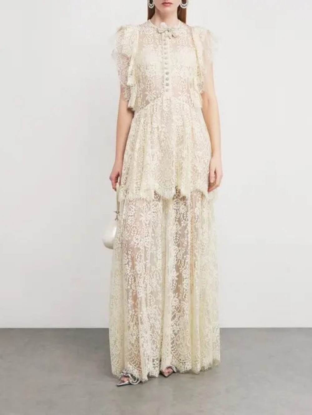 SELF-PORTRAIT lace tiered maxi dress